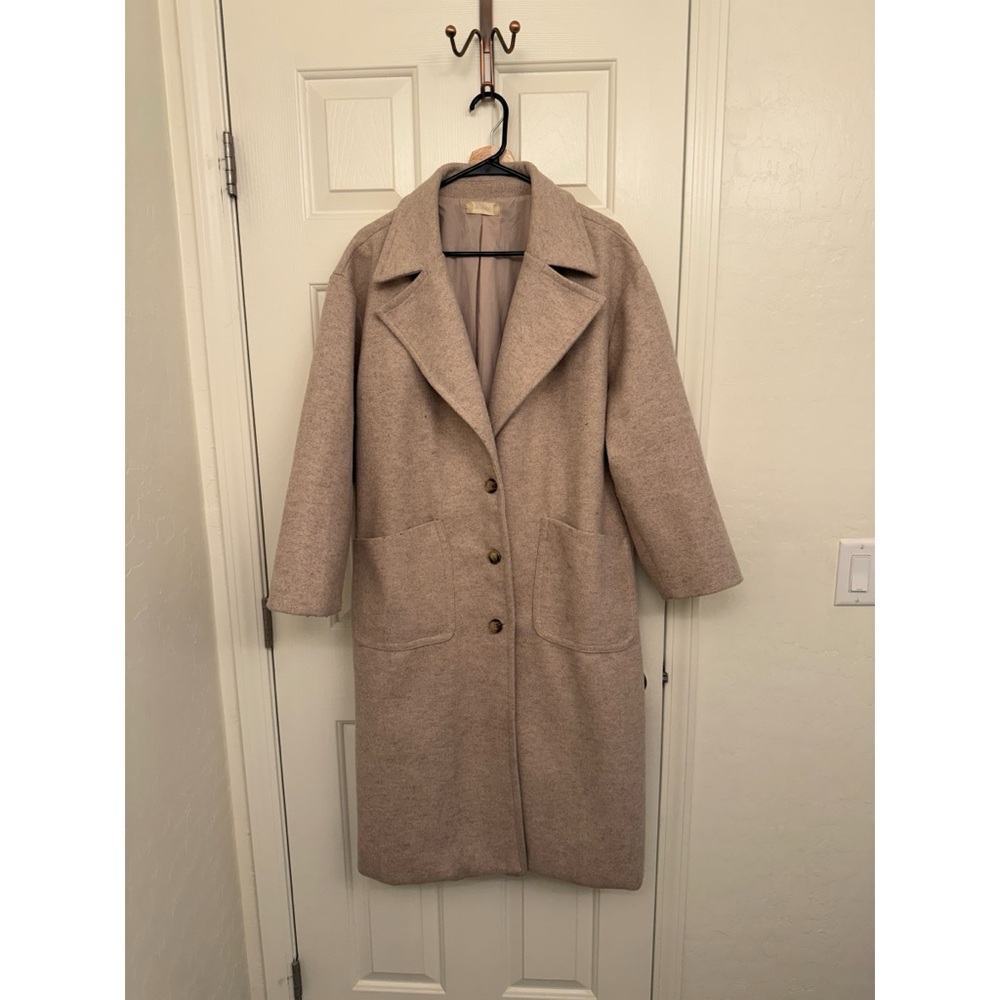 Tan Wool Blend Pea Coat